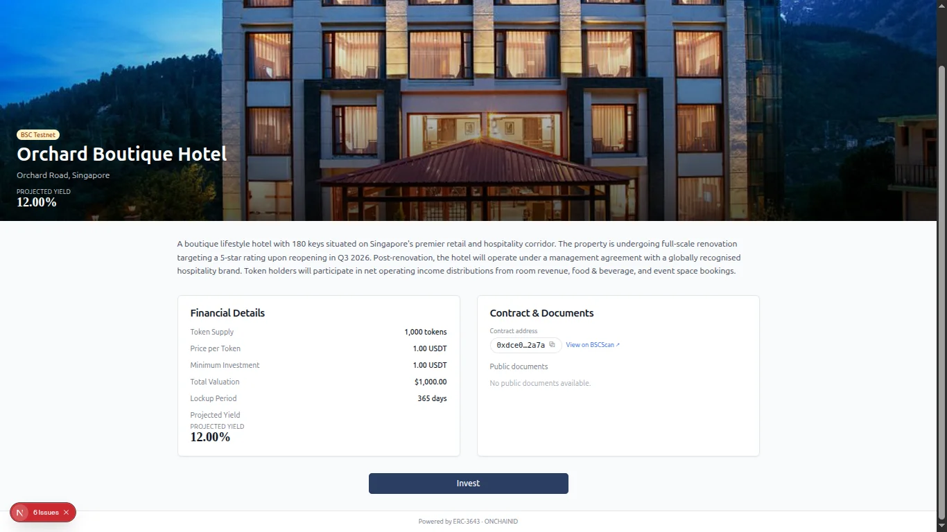Real-world asset marketplace listing